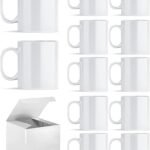 Set of 12 Blank Sublimation Coffee Mugs – 11 oz White Ceramic Mugs with Individual Gift Boxes